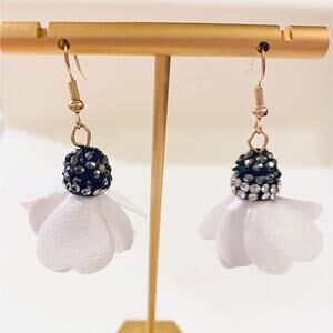 Flower Petal Rhinestone Earrings*